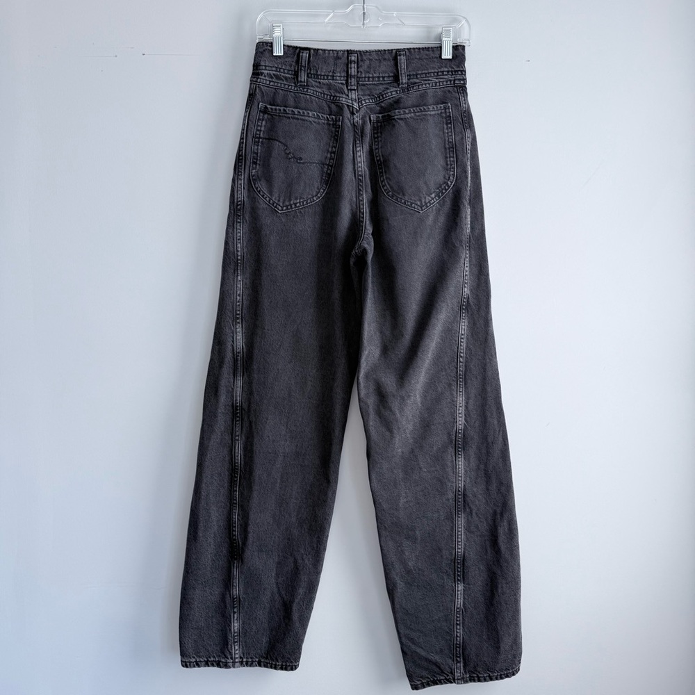 FREE PEOPLE ASTER STRAIGHT LEG JEANS in Asteroid Black Gray Size 28 High Rise - Picture 6 of 16